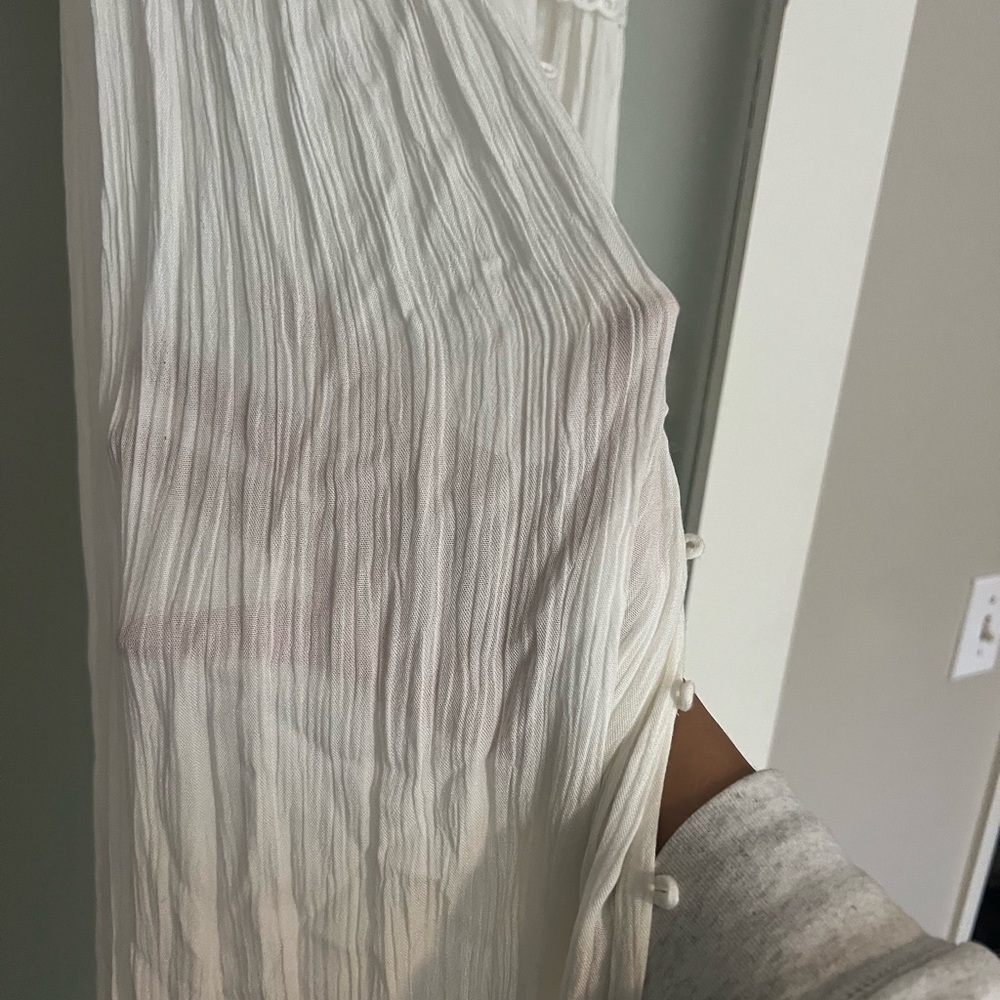 Lace and gauze button down coverup